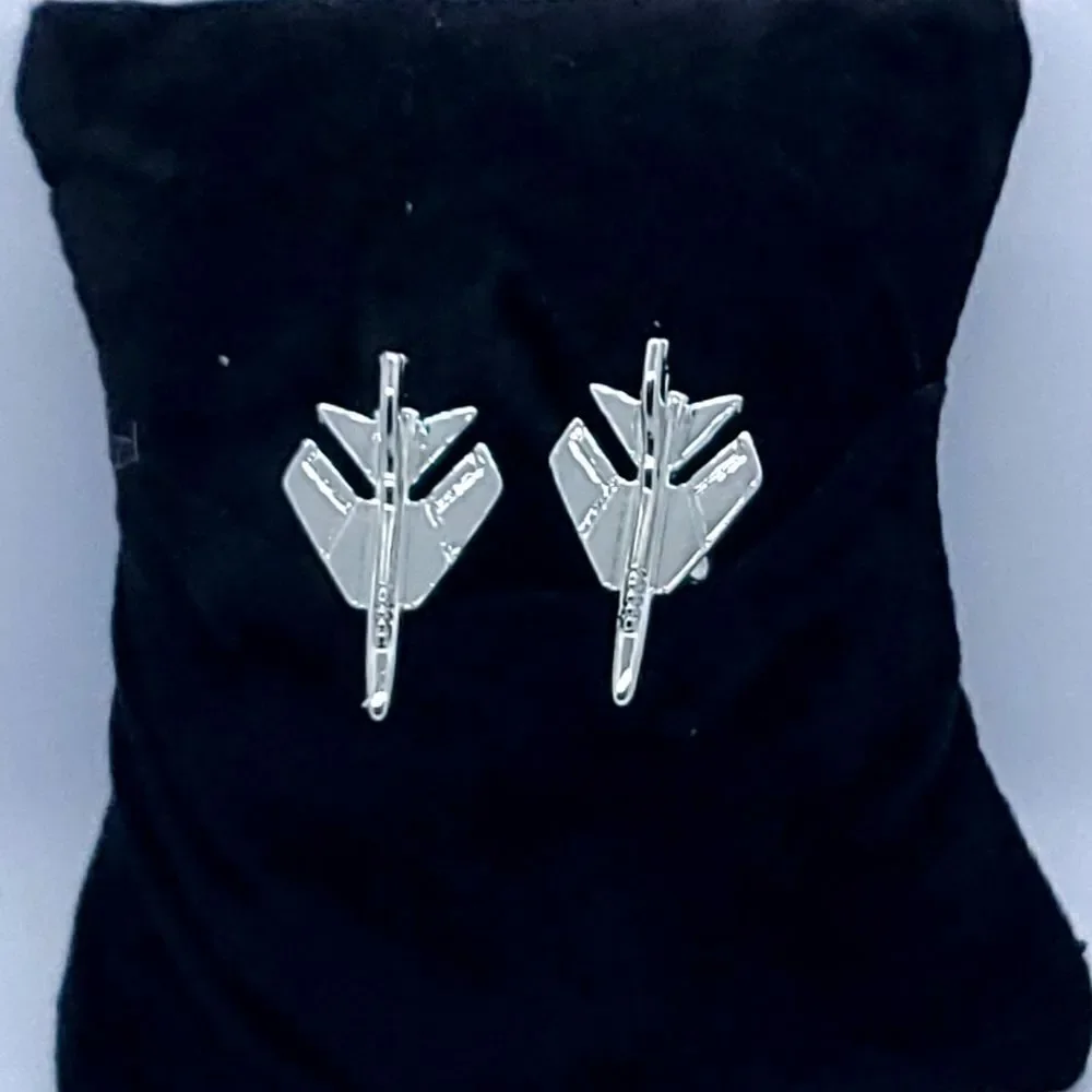 Men's Fighter Jet Silver Cufflinks Tuxedo Formal Aviation Pilot Airplane Plane